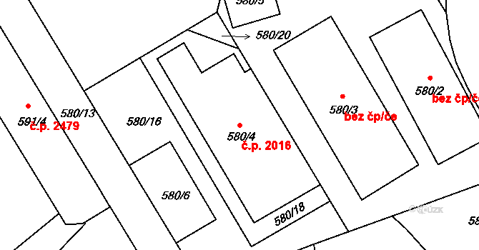 Pelhřimov 2016 na parcele st. 580/4 v KÚ Pelhřimov, Katastrální mapa