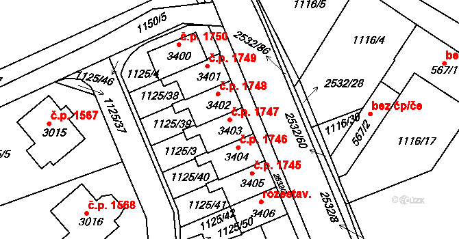 Dobříš 1747 na parcele st. 3403 v KÚ Dobříš, Katastrální mapa