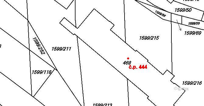 Boleradice 444 na parcele st. 469 v KÚ Boleradice, Katastrální mapa