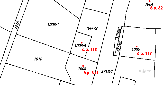 Žamberk 118 na parcele st. 1008/6 v KÚ Žamberk, Katastrální mapa