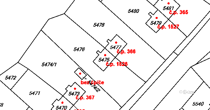 Slezská Ostrava 1526, Ostrava na parcele st. 5475 v KÚ Slezská Ostrava, Katastrální mapa