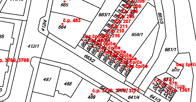 Chomutov 39099440 na parcele st. 660/2 v KÚ Chomutov I, Katastrální mapa