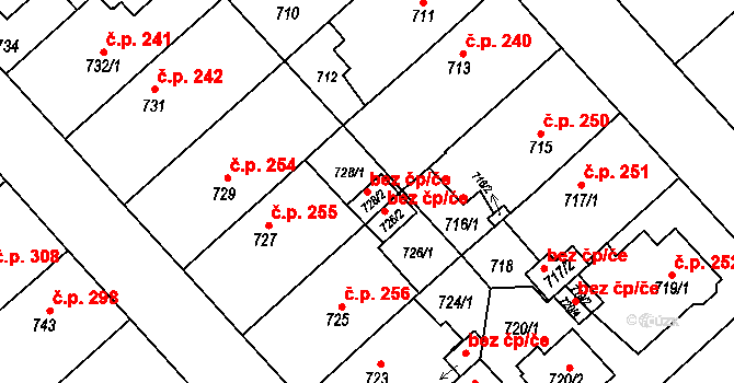 Plzeň 40238440 na parcele st. 728/2 v KÚ Doubravka, Katastrální mapa