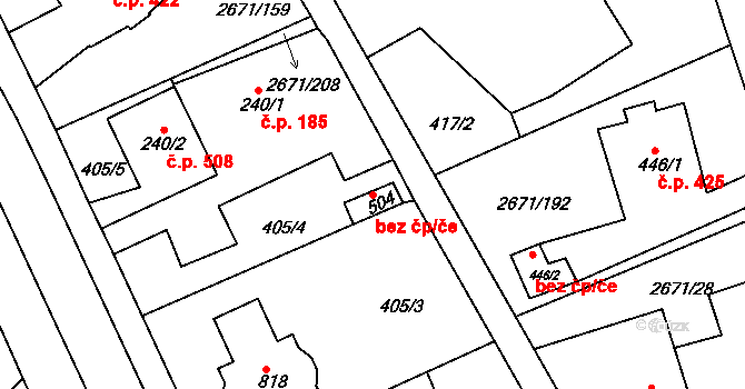 Černilov 40250440 na parcele st. 504 v KÚ Černilov, Katastrální mapa
