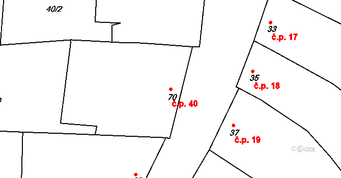 Letošov 40, Nesovice na parcele st. 70 v KÚ Letošov, Katastrální mapa
