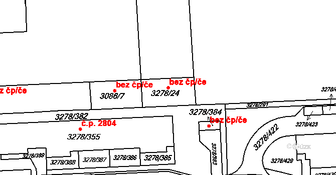 Brno 43120440 na parcele st. 3278/24 v KÚ Líšeň, Katastrální mapa