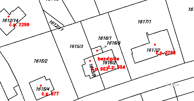 Praha 43311440 na parcele st. 1616/3 v KÚ Dejvice, Katastrální mapa