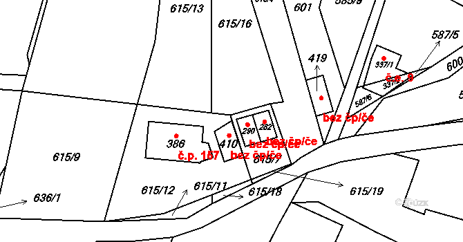 Malý Beranov 44503440 na parcele st. 282 v KÚ Malý Beranov, Katastrální mapa