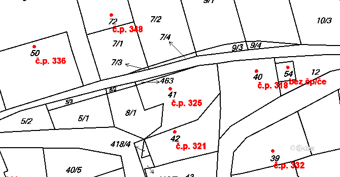 Javorovec 325, Mistřice na parcele st. 41 v KÚ Javorovec, Katastrální mapa