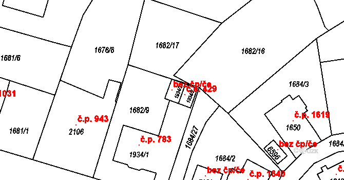 Cheb 47755440 na parcele st. 1934/3 v KÚ Cheb, Katastrální mapa