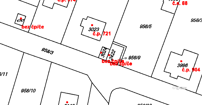 Rokycany 47998440 na parcele st. 3024 v KÚ Rokycany, Katastrální mapa
