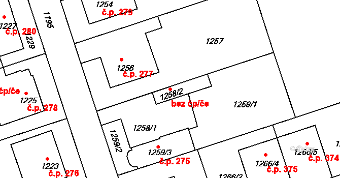 Moravský Krumlov 48264440 na parcele st. 1258/2 v KÚ Moravský Krumlov, Katastrální mapa