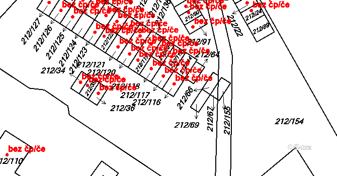 Frymburk 48733440 na parcele st. 212/117 v KÚ Frymburk, Katastrální mapa