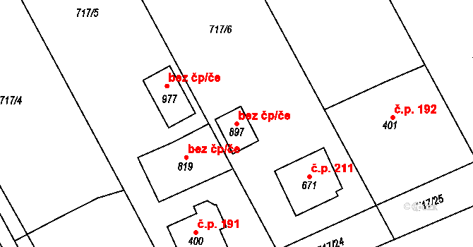 Turnov 49207440 na parcele st. 897 v KÚ Daliměřice, Katastrální mapa