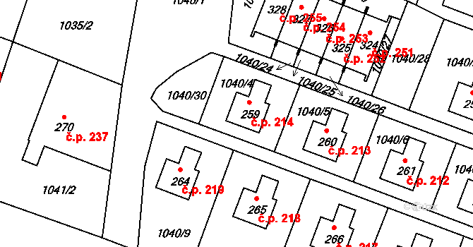 Sudkov 214 na parcele st. 259 v KÚ Sudkov, Katastrální mapa