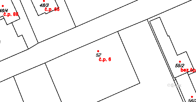Prchalov 6, Příbor na parcele st. 52 v KÚ Prchalov, Katastrální mapa