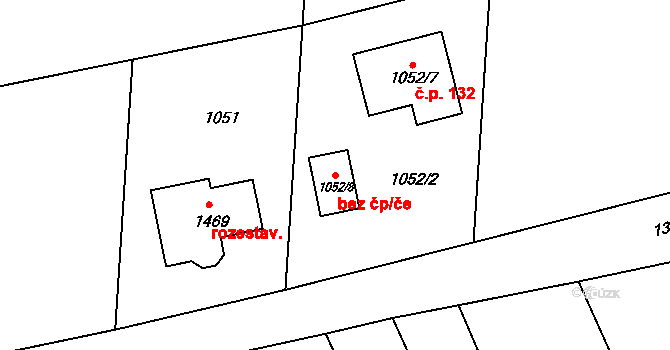 Kroměříž 82834440 na parcele st. 1052/8 v KÚ Bílany, Katastrální mapa