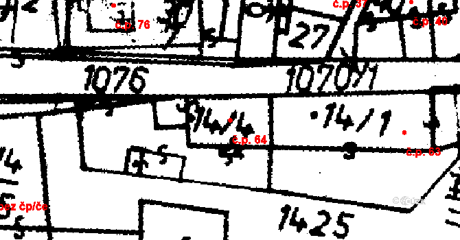 Kraselov 64 na parcele st. 14/4 v KÚ Kraselov, Katastrální mapa