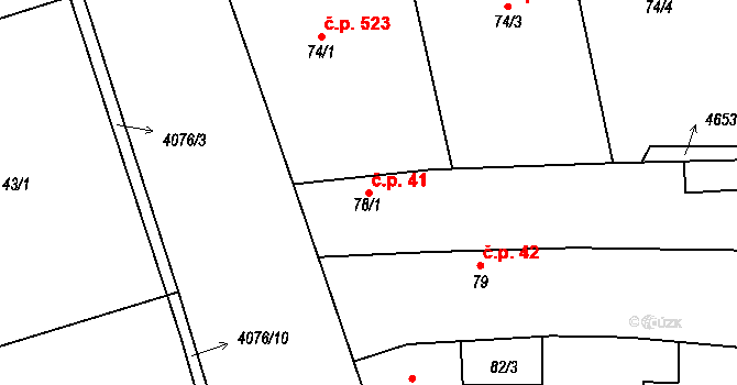 Lenešice 41 na parcele st. 78/1 v KÚ Lenešice, Katastrální mapa
