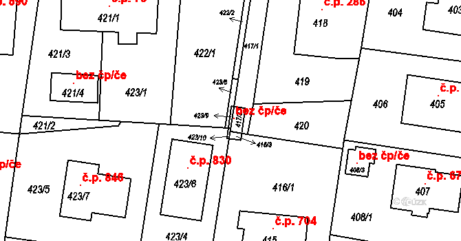 Bohumín 97339440 na parcele st. 423/9 v KÚ Skřečoň, Katastrální mapa