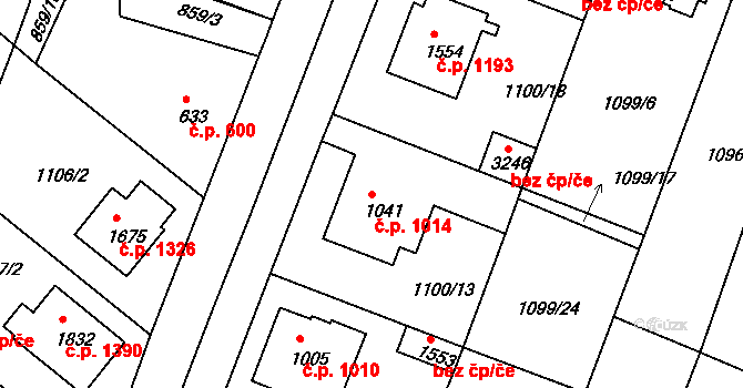 Bystřice pod Hostýnem 1014 na parcele st. 1041 v KÚ Bystřice pod Hostýnem, Katastrální mapa