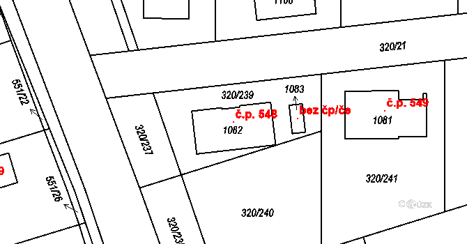 Třemošnice 548 na parcele st. 1082 v KÚ Třemošnice nad Doubravou, Katastrální mapa