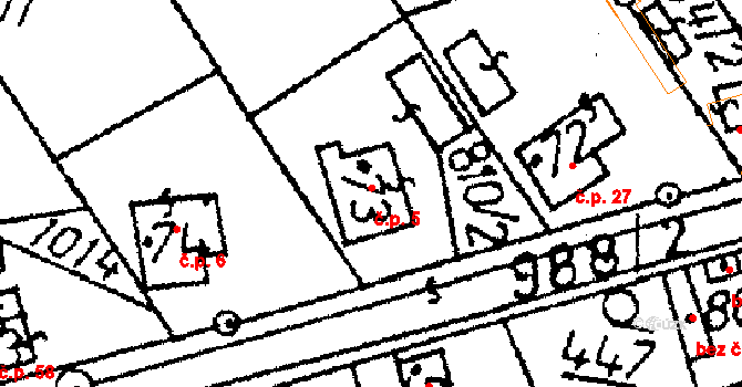 Kozohlody 5, Vlkaneč na parcele st. 73 v KÚ Kozohlody, Katastrální mapa