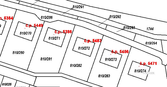 Proseč nad Nisou 5483, Jablonec nad Nisou na parcele st. 810/272 v KÚ Proseč nad Nisou, Katastrální mapa