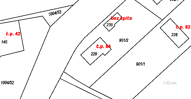 Skalička 84, Skalice na parcele st. 229 v KÚ Skalička nad Labem, Katastrální mapa