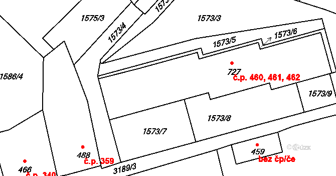 Bečov nad Teplou 460,461,462 na parcele st. 727 v KÚ Bečov nad Teplou, Katastrální mapa