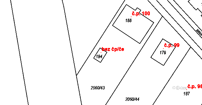 Černín 119726441 na parcele st. 194 v KÚ Černín, Katastrální mapa
