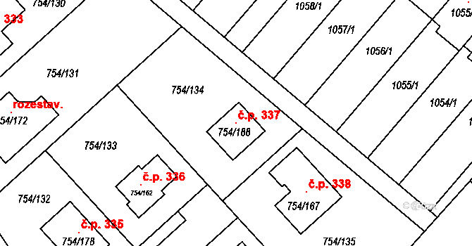 Radslavice 337 na parcele st. 754/188 v KÚ Radslavice u Přerova, Katastrální mapa