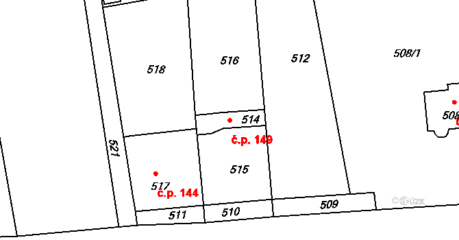 Drahelice 149, Nymburk na parcele st. 514 v KÚ Drahelice, Katastrální mapa