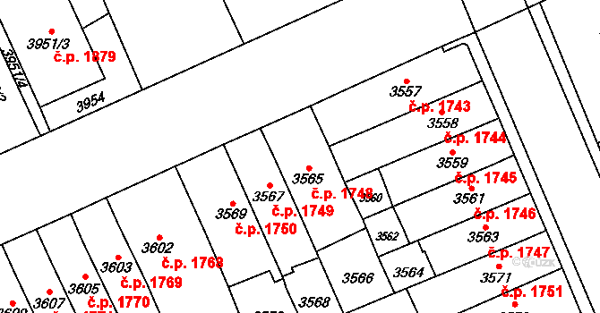 Jihlava 1748 na parcele st. 3565 v KÚ Jihlava, Katastrální mapa