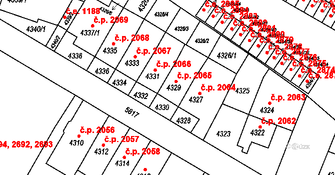 Jihlava 2065 na parcele st. 4329 v KÚ Jihlava, Katastrální mapa
