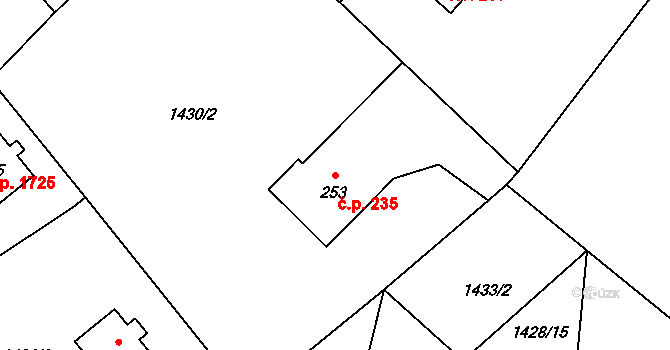 Říčany 235 na parcele st. 253 v KÚ Říčany u Prahy, Katastrální mapa