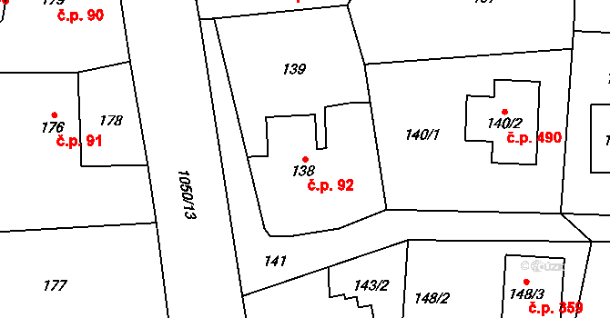 Krmelín 92 na parcele st. 138/1 v KÚ Krmelín, Katastrální mapa