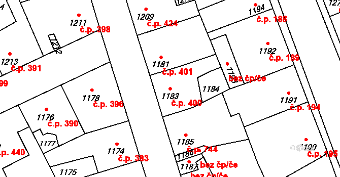 Kročehlavy 400, Kladno na parcele st. 1183 v KÚ Kročehlavy, Katastrální mapa