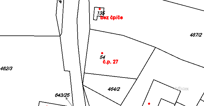 Staňkov 27 na parcele st. 54 v KÚ Staňkov, Katastrální mapa