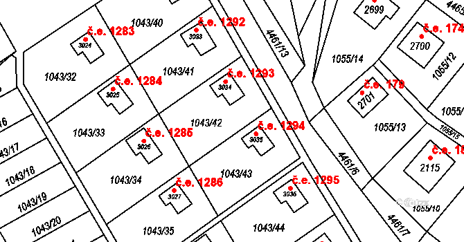 Ostravice 1293 na parcele st. 3034 v KÚ Ostravice 1, Katastrální mapa