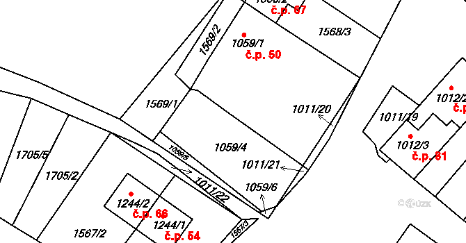Kladruby 75, Chlumec nad Cidlinou na parcele st. 1059/3 v KÚ Chlumec nad Cidlinou, Katastrální mapa