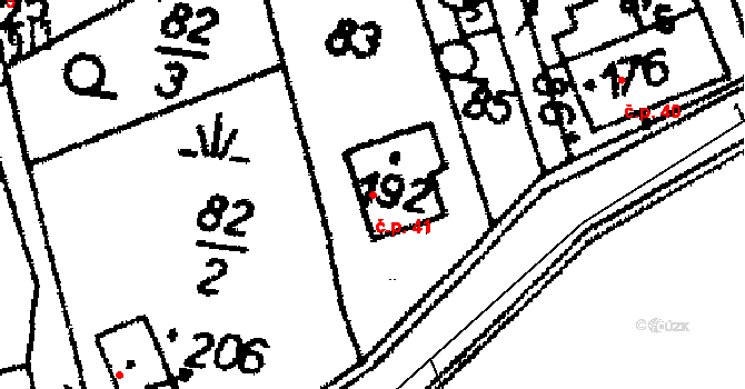 Opatovec 41 na parcele st. 192 v KÚ Opatovec, Katastrální mapa