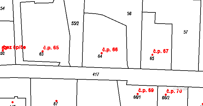 Sobáčov 66, Mladeč na parcele st. 64 v KÚ Sobáčov, Katastrální mapa