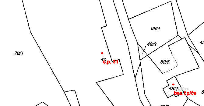 Častolovice 31, Česká Lípa na parcele st. 49 v KÚ Častolovice u České Lípy, Katastrální mapa