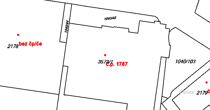 Rožnov pod Radhoštěm 1787 na parcele st. 3573/1 v KÚ Rožnov pod Radhoštěm, Katastrální mapa