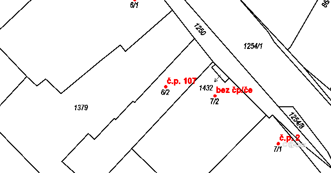 Krchleby 107 na parcele st. 6/2 v KÚ Krchleby u Nymburka, Katastrální mapa