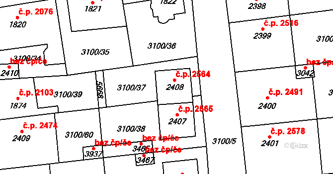 Břeclav 2564 na parcele st. 2408 v KÚ Břeclav, Katastrální mapa
