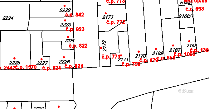 Líšeň 771, Brno na parcele st. 2172 v KÚ Líšeň, Katastrální mapa