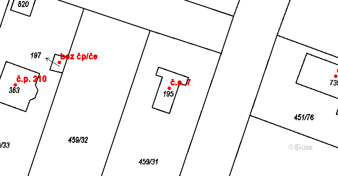 Horoušánky 7, Horoušany na parcele st. 195 v KÚ Horoušany, Katastrální mapa