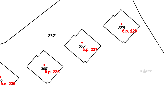 Holčovice 227 na parcele st. 357 v KÚ Holčovice, Katastrální mapa